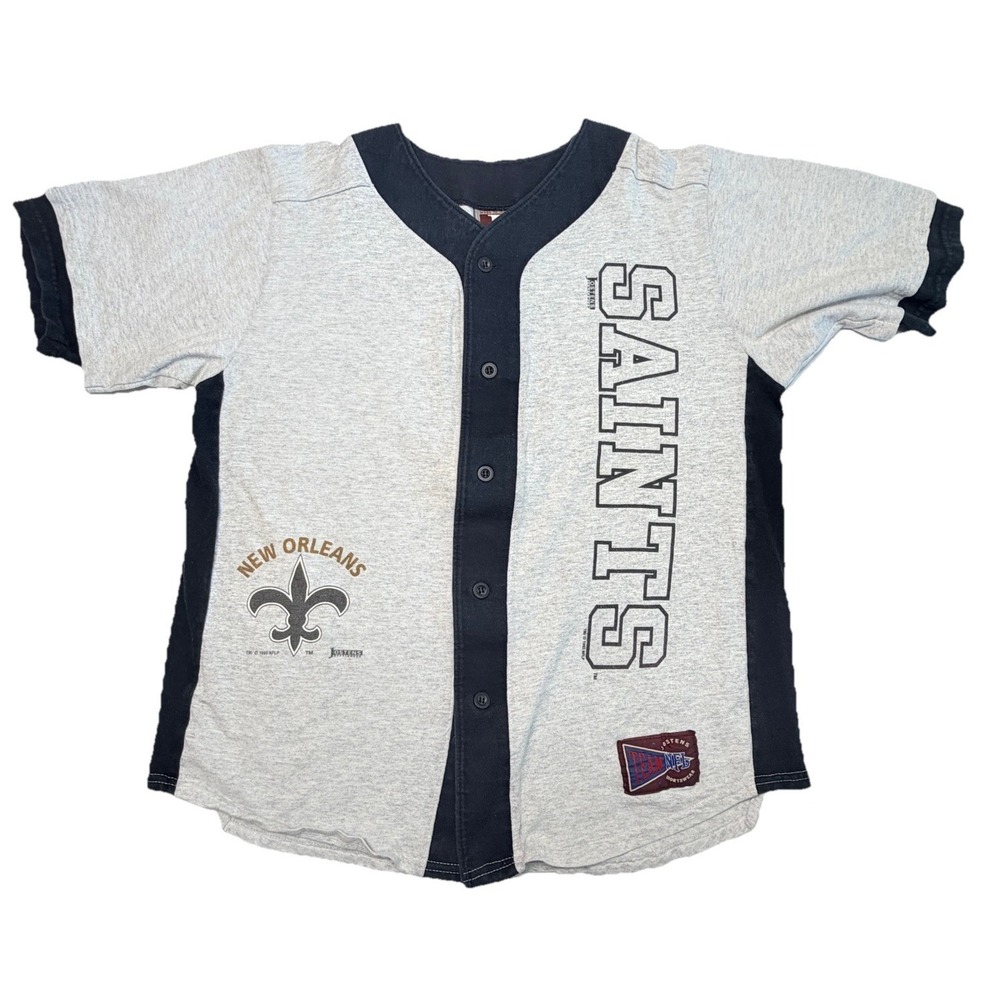 RARE Vintage 93 New Orleans Saints NFL Button Baseball Jersey Shirt Mens‎ XL USA